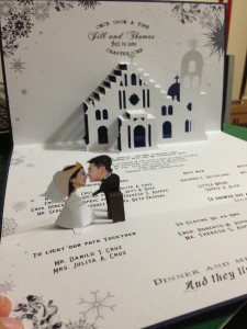 Pop Up Church with Bride and Groom Wedding Invitation