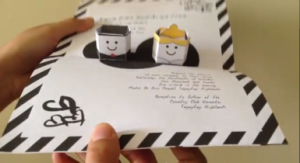 bride and groom 3D blocks pop up invite