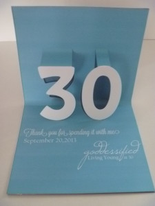 30th Birthday Pop Up Thank you Card
