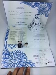Cake with Bride and Groom Pop Up Wedding Invitation