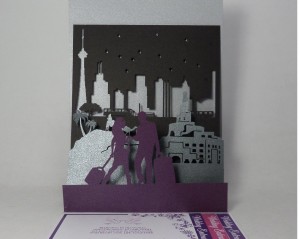 Layered Silhouette Pop Up Wedding Invitation