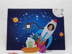 space-themed pop up invitation