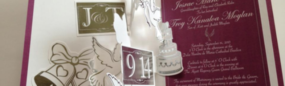 Cake, Doves and Bells Pop Up Wedding Invitation Card